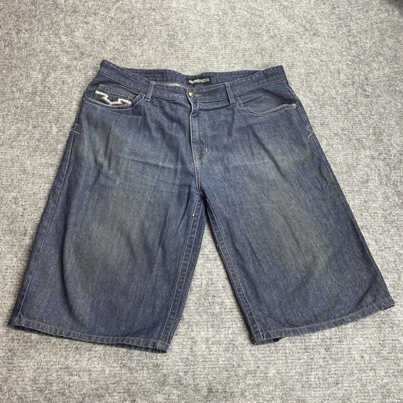 Vintage y2k Ecko Unltd Shorts Men 40 Baggy Fit Blue Streetwear Hip Hop Skater - Picture 2 of 16